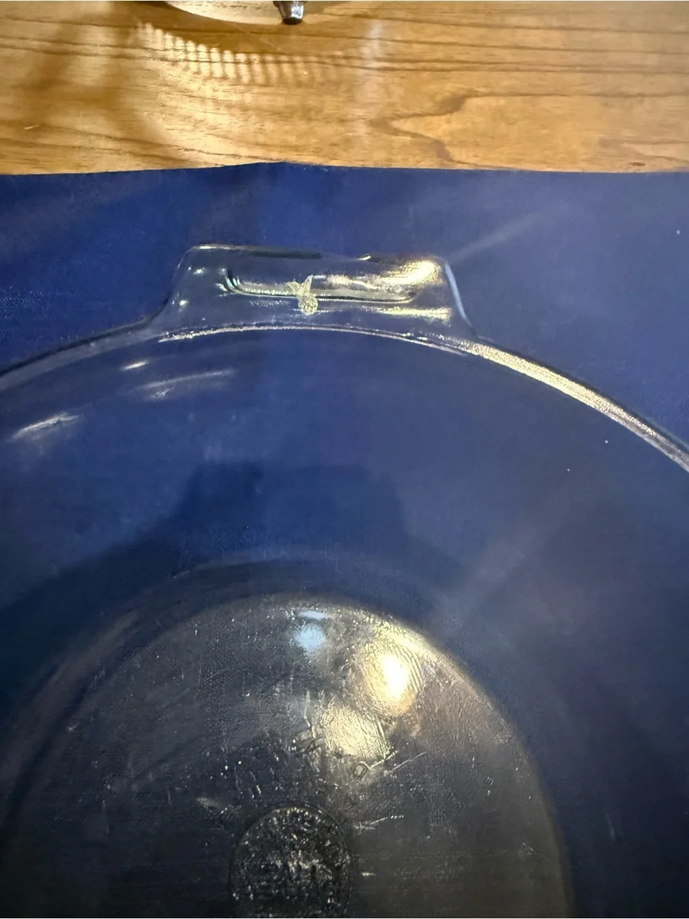 Vintage Pyrex Clear Glass Lid with Silver Metal Serving Holder
